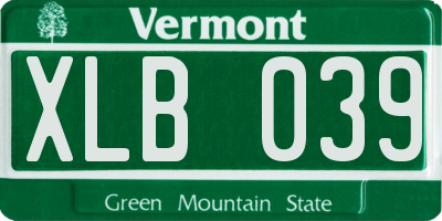 VT license plate XLB039