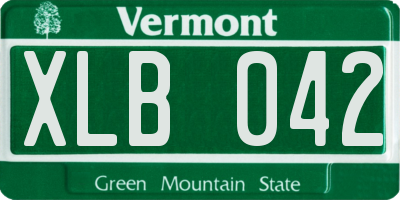 VT license plate XLB042