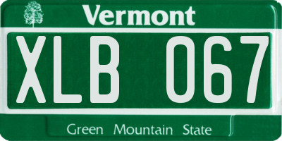 VT license plate XLB067