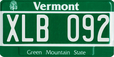 VT license plate XLB092