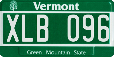 VT license plate XLB096