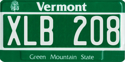 VT license plate XLB208