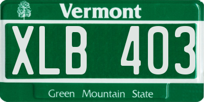 VT license plate XLB403