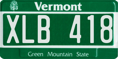 VT license plate XLB418