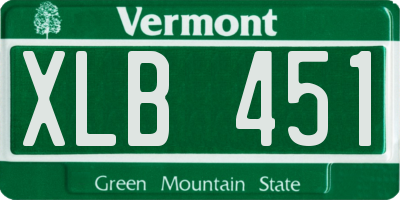 VT license plate XLB451