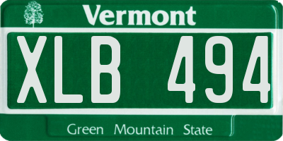 VT license plate XLB494