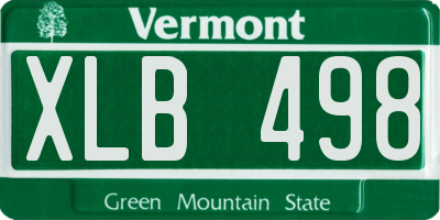VT license plate XLB498