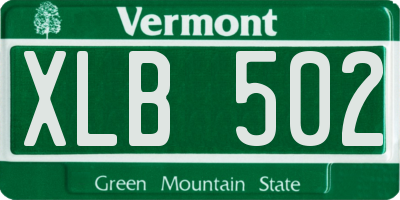 VT license plate XLB502