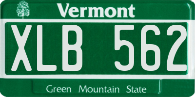 VT license plate XLB562