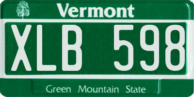 VT license plate XLB598