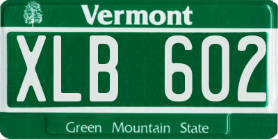 VT license plate XLB602