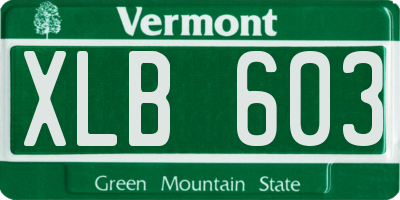VT license plate XLB603