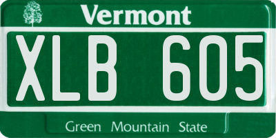 VT license plate XLB605