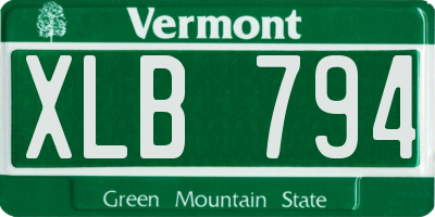 VT license plate XLB794
