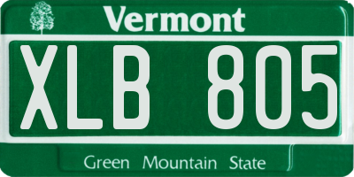 VT license plate XLB805