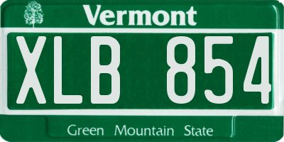 VT license plate XLB854