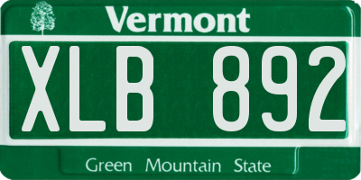 VT license plate XLB892
