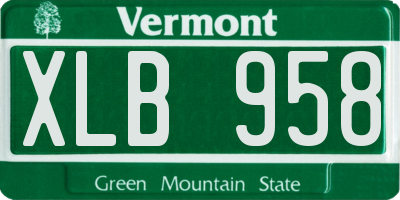 VT license plate XLB958