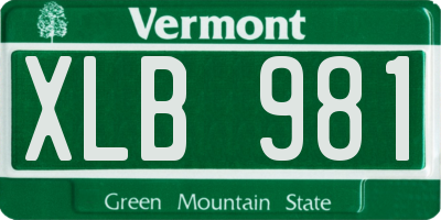 VT license plate XLB981