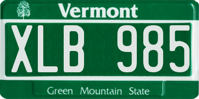 VT license plate XLB985