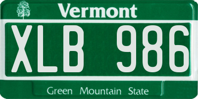 VT license plate XLB986