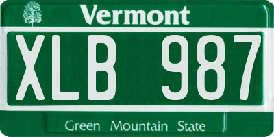VT license plate XLB987
