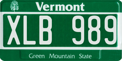 VT license plate XLB989
