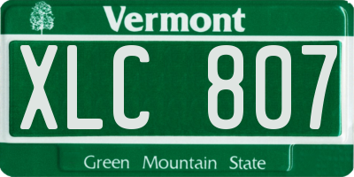 VT license plate XLC807