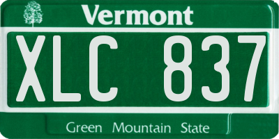 VT license plate XLC837