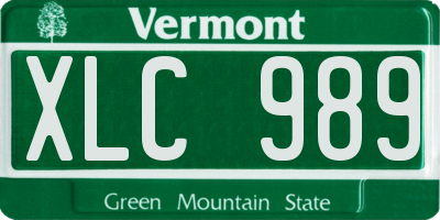 VT license plate XLC989