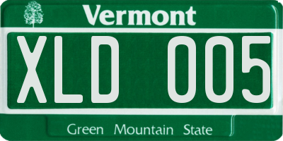 VT license plate XLD005