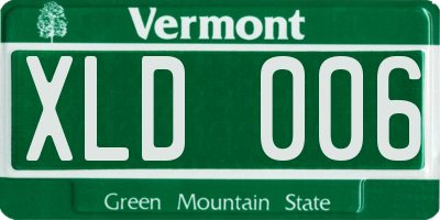 VT license plate XLD006