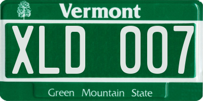 VT license plate XLD007