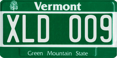 VT license plate XLD009