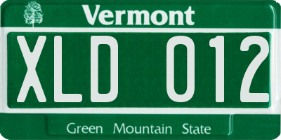 VT license plate XLD012