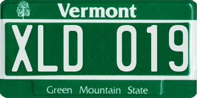 VT license plate XLD019