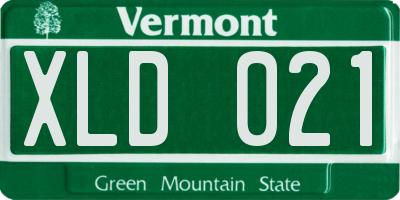 VT license plate XLD021