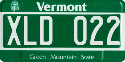 VT license plate XLD022