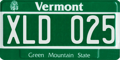 VT license plate XLD025