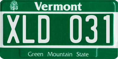 VT license plate XLD031