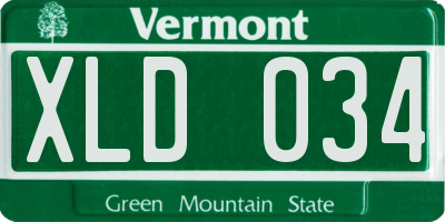 VT license plate XLD034