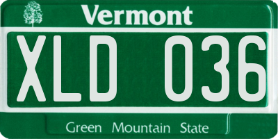 VT license plate XLD036