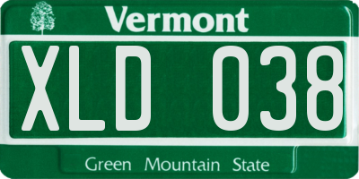 VT license plate XLD038