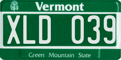VT license plate XLD039