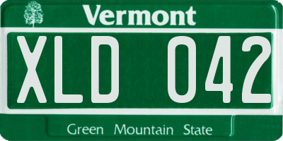 VT license plate XLD042