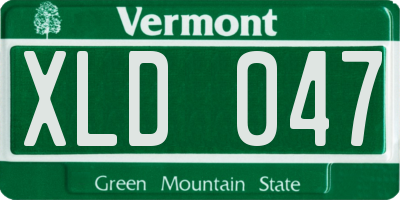 VT license plate XLD047