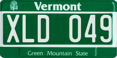 VT license plate XLD049