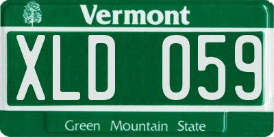 VT license plate XLD059