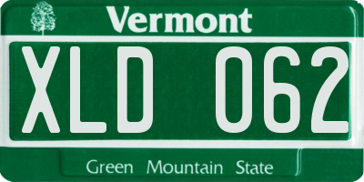 VT license plate XLD062