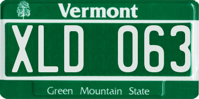 VT license plate XLD063